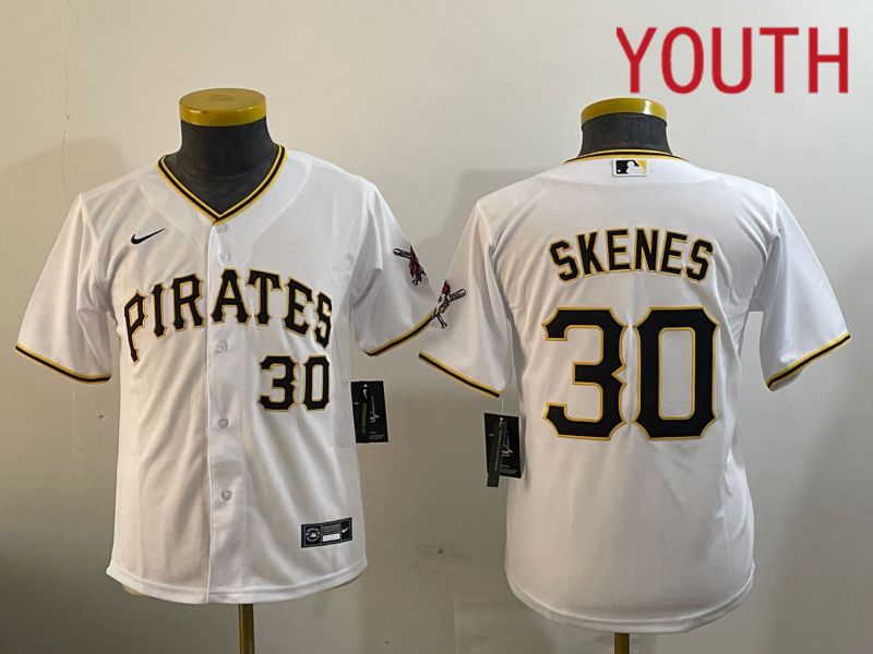Youth Pittsburgh Pirates #30 Skenes White Game 2024 Nike MLB Jersey style 1->pittsburgh steelers->NFL Jersey